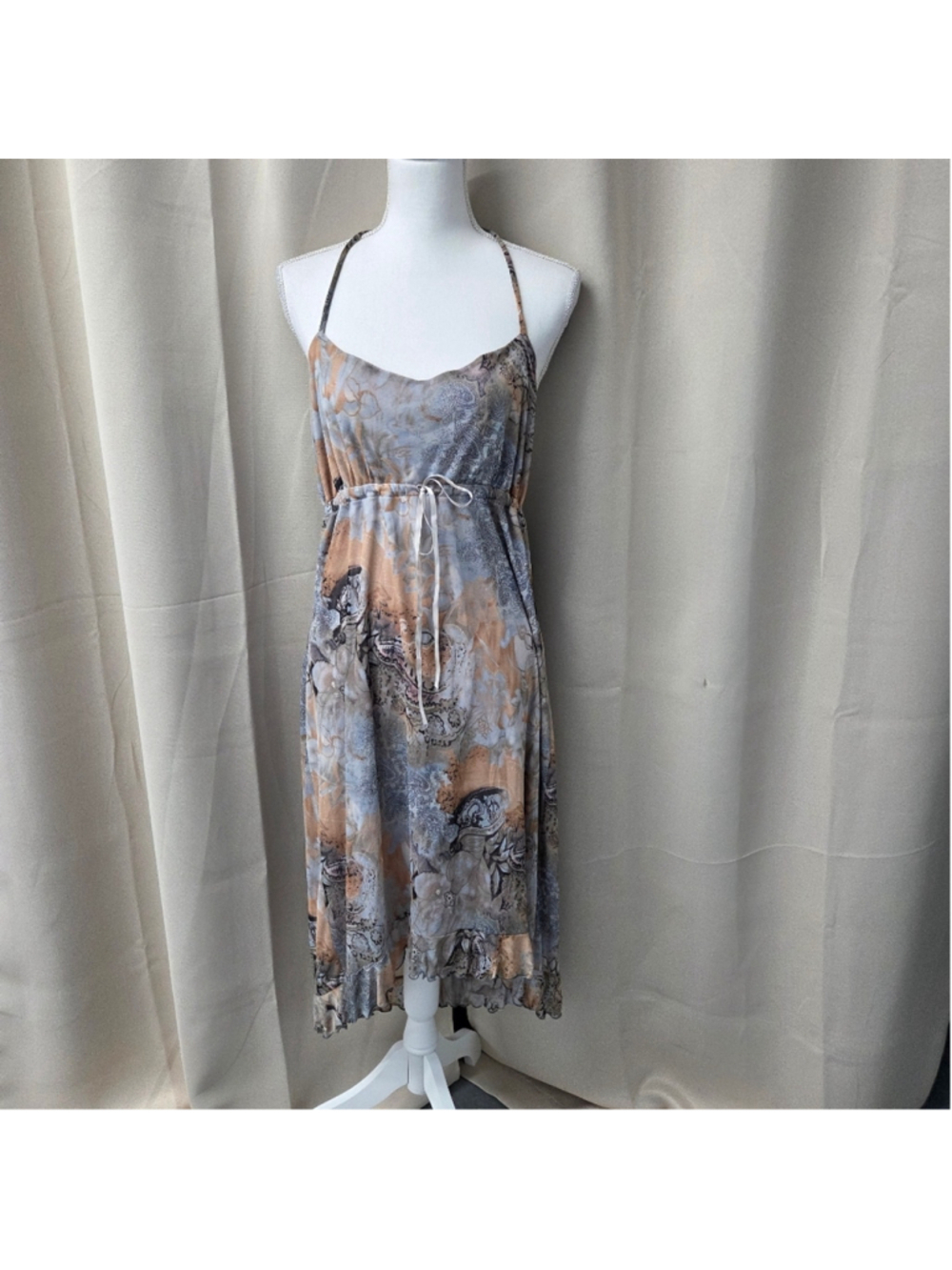 Miss California Women's Midi Dress Gray Brown Summer Size XL
